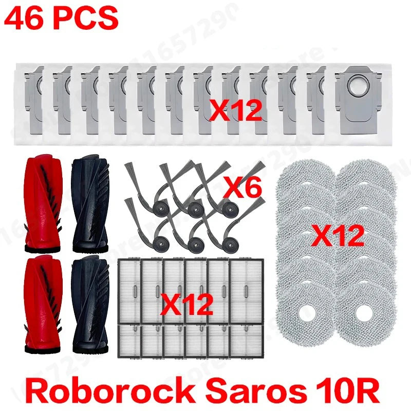 Roborock Saros 10R Spare Parts Main Side Brush HEPA Filter Mop Cloth Dust Bag Accessories Robot Vacuums Kit