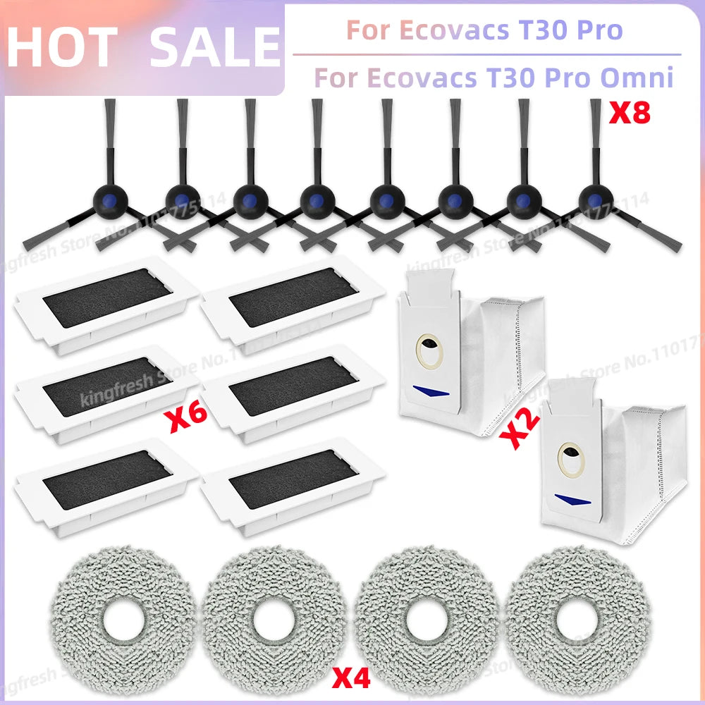 Fit For Ecovacs T30 Pro Omni / T30 OMNI Ecovacs T30e Pro YEEDI M12 ULTRA PLUS/M12 Pro+ Parts Brush Filter Bag Mop Cloth