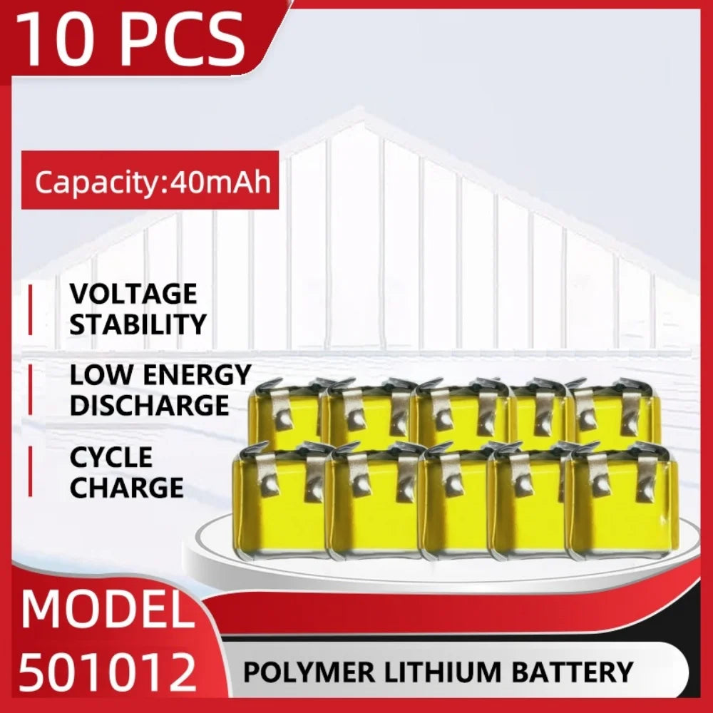 501012 3.7V 40mAh Lipo Lithium Batteries for Bluetooth Headset Rechargeable