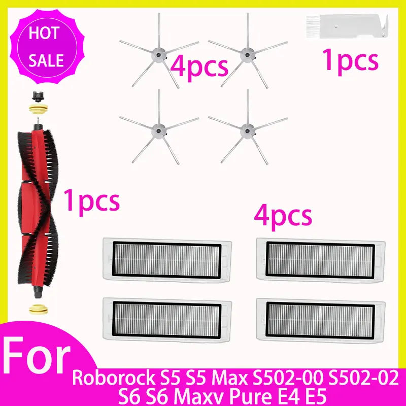 HEPA Filter Mop for Roborock S5 S502-00 S502-02 S5 Max S6 MaxV S6 Pure E4 E5 Robot Vacuum Spare Parts Main Side Brush