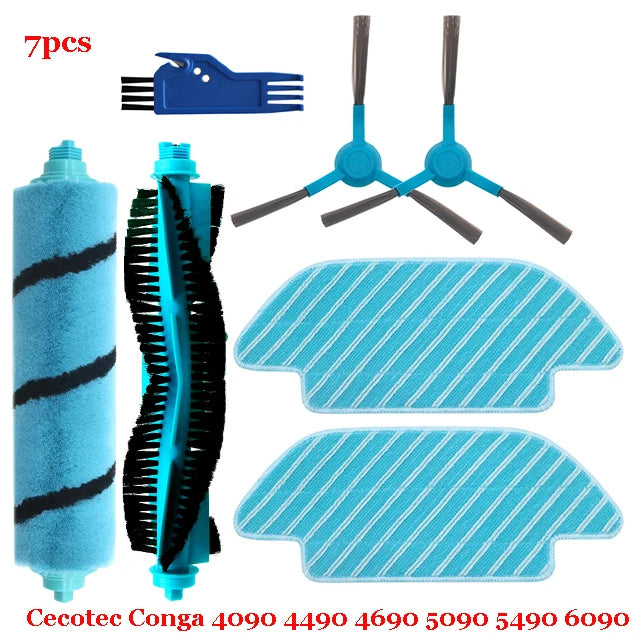 For Cecotec Conga 4090 4490 4690 5090 5490 6090 Robot Vacuum Cleaner Side / Soft Roller Brush Mop Cloth Rags Wheel Accessories