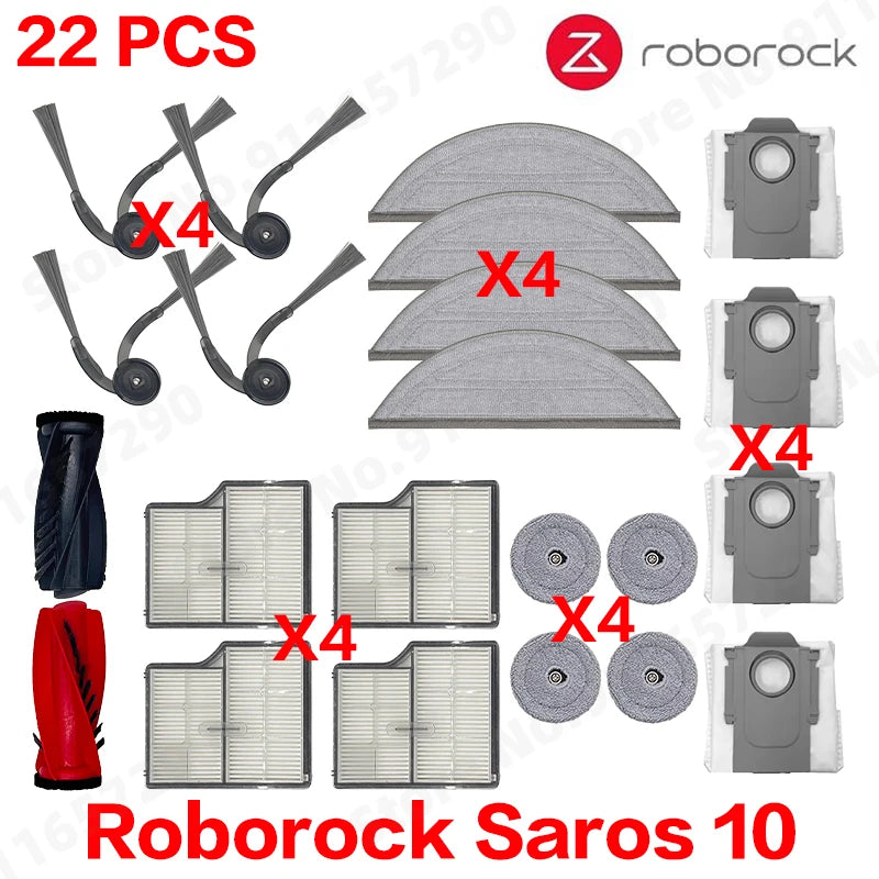 Roborock Saros 10 Accessories Main Roller Side Brush Hepa Filter Mop Cloth Dust Bag Robot Vacuum Cleaner Parts