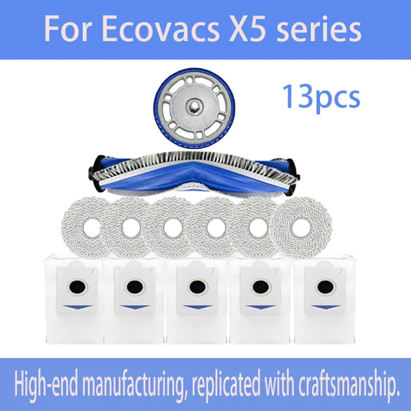 For Ecovacs DEEBOT X5 OMNI/X5 PRO OMNI Robot Vacuum Consumables Include Main Side Brushes Dust Bags Mop Pads Roller Brushes