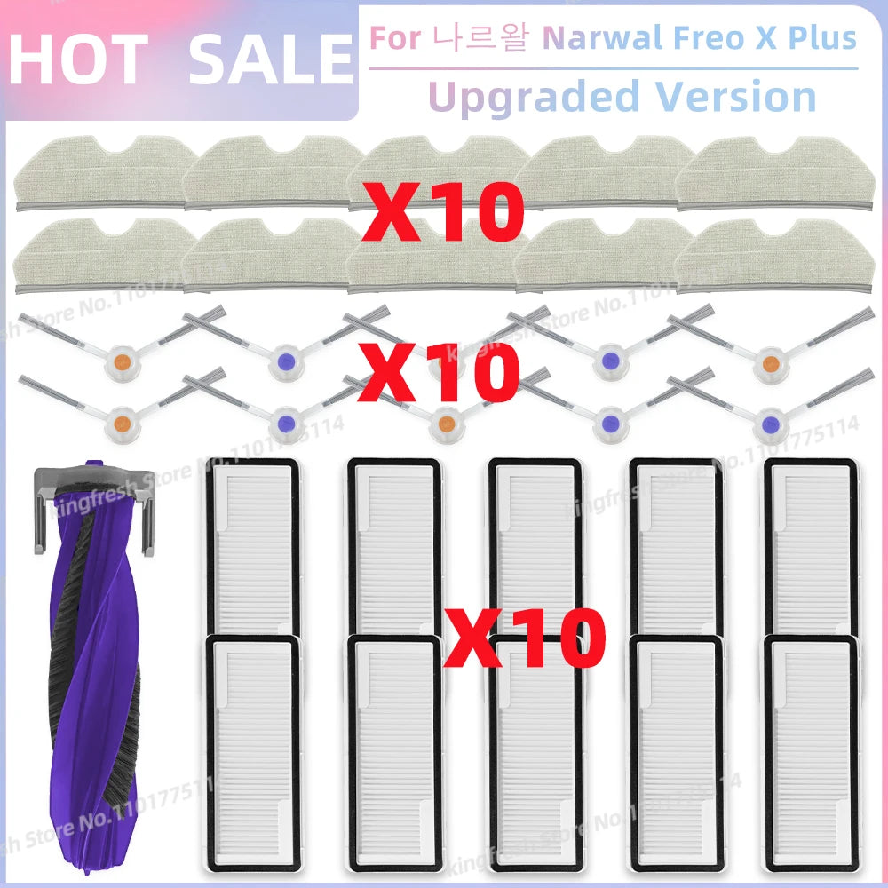 Fit For 나르왈 Narwal Freo X Plus Robot Vacuum Parts Main Roller Side Brush Hepa Filter Mop Pad Dust Bag Replacement Accessories