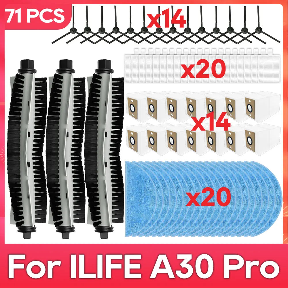 Fit For ( ILife A30 Pro ) Main Side Brush Filter Mop Dust Bag Parts Accessories Robot Vacuum Cleaner Kit