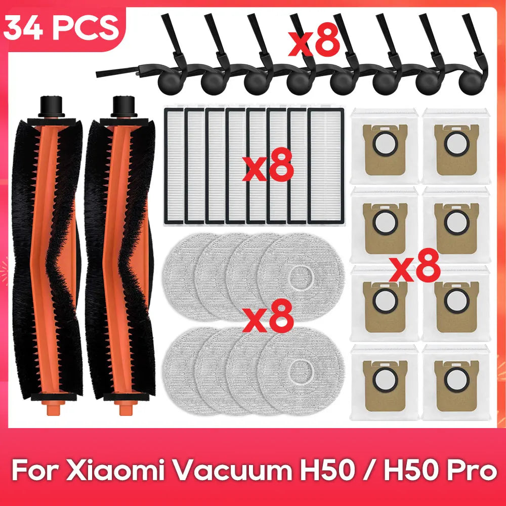 Compatible with ( Xiaomi Robot Vacuum H50 / H50 Pro ) Main Side Brush Filter Mop Dust Bag Parts Accessories Replacement