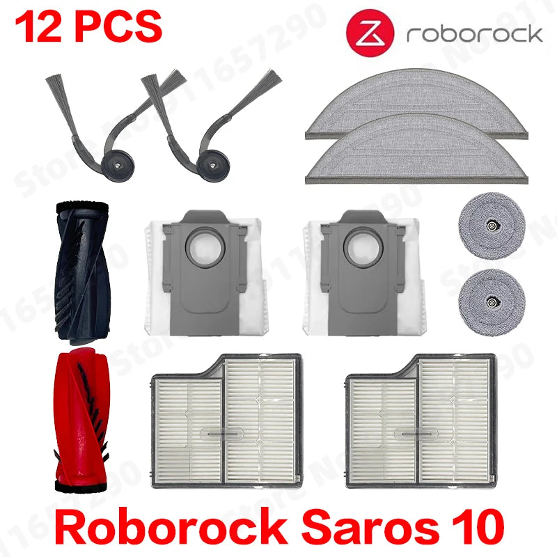 Roborock Saros 10 Accessories Main Roller Side Brush Hepa Filter Mop Cloth Dust Bag Robot Vacuum Cleaner Parts