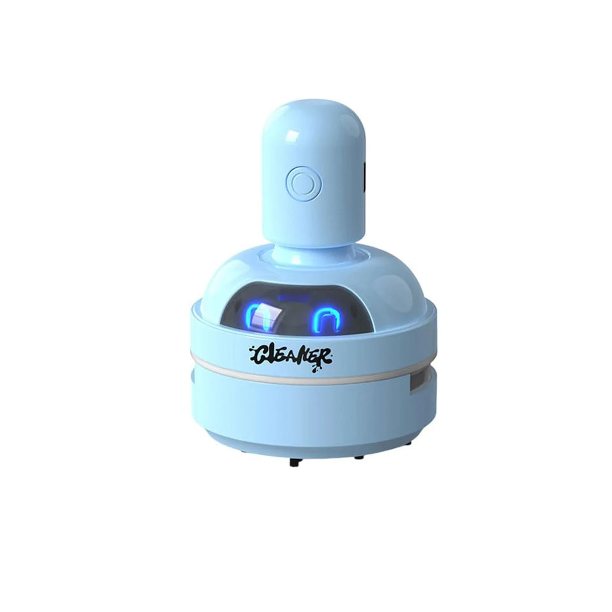 Cute Robot Desktop Vacuum Cleaner White USB Rechargeable Strong Suction for Home Office School Desk Cleaning