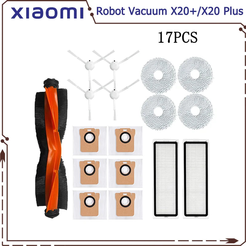 For Xiaomi Robot Vacuum X20 Plus Parts Accessories Main Side Brush Hepa Filter Mop Cloth Dust Bag Replacement