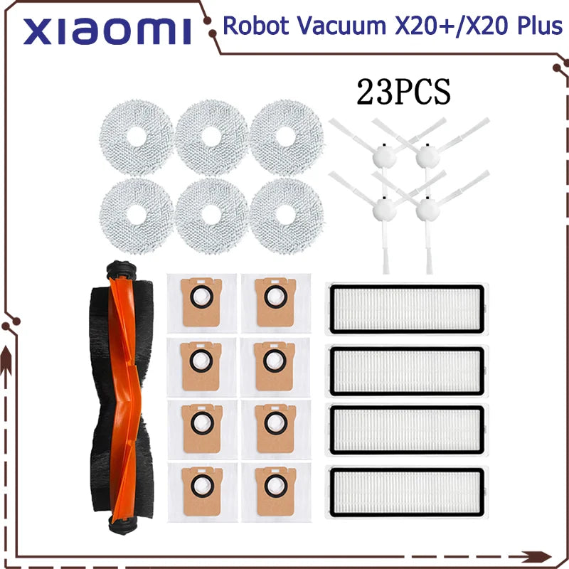 For Xiaomi Robot Vacuum X20 Plus Parts Accessories Main Side Brush Hepa Filter Mop Cloth Dust Bag Replacement