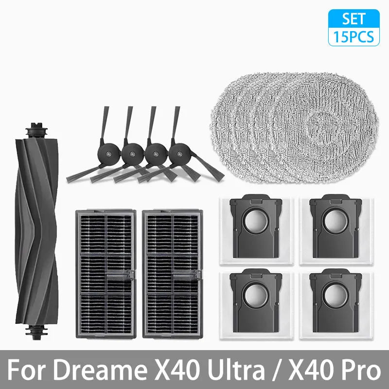 Dreame X40 Ultra / X40 Pro Accessories Rubber Main Side Brush Mop Cloth Dust Bag HEPA Filter Robot Vacuum Replacement Parts