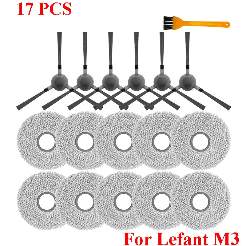 Accessories For Lefant M3 / M3 MAX / M3L HEPA Filters Robot Vacuum Cleaner Main Side Brush Mop Cloth Pads Dust Bags