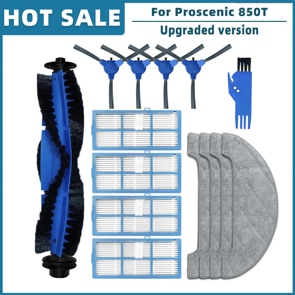 Replacement Accessories For Proscenic 850T Robot Vacuum Cleaner Spare Parts Main Side Brush Filter Hepa Mop Rag Brush Cover