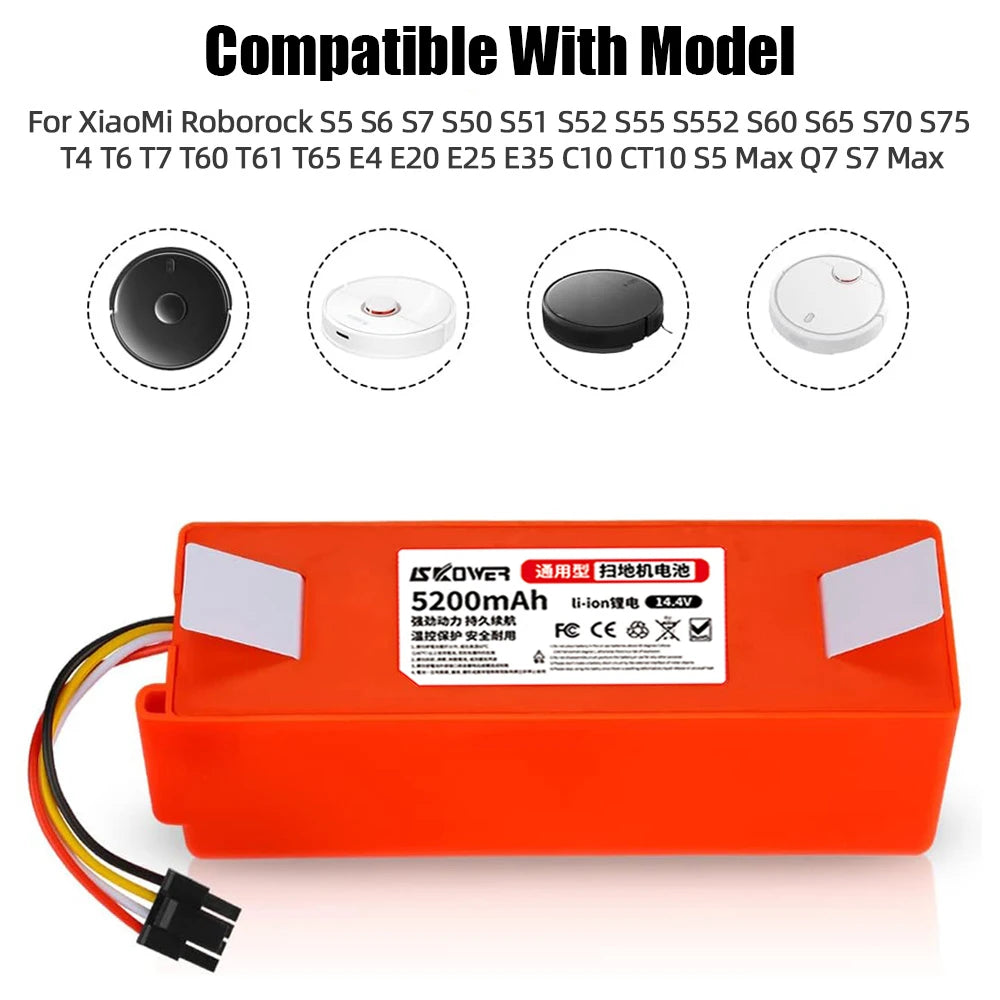 SKOWER Robot Battery For Xiaomi 1S Roborock S5 S6 S7 Max S50