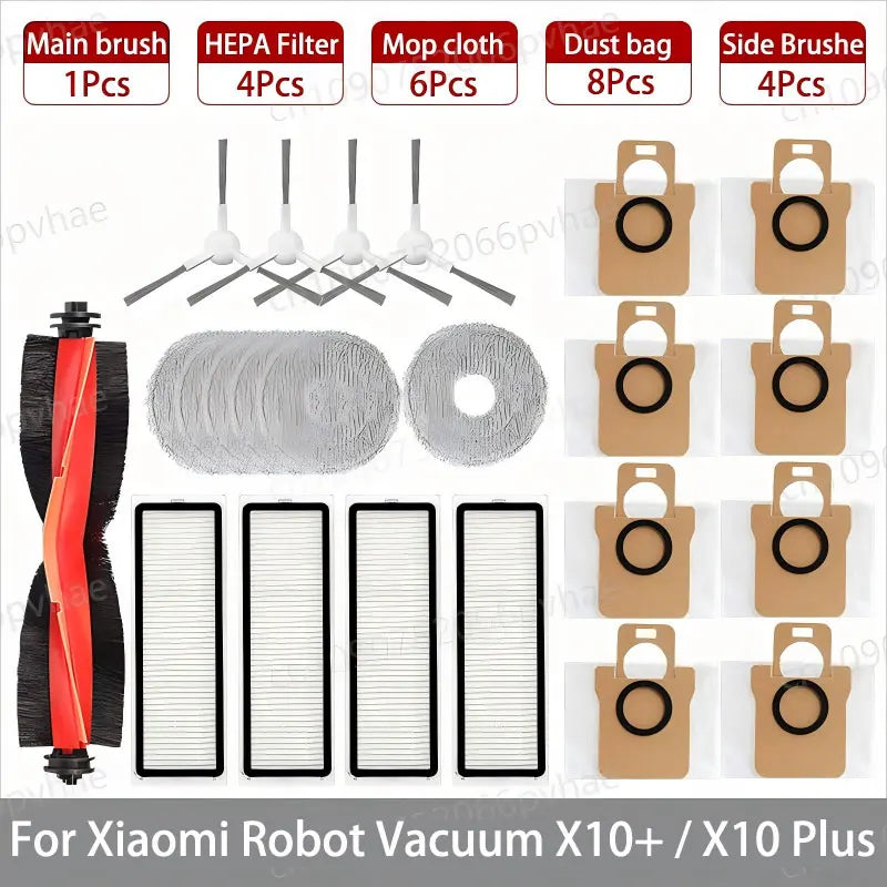For Xiaomi Robot Vacuum X10+ / X10 Plus Parts Accessories Main Brush Side Brush Hepa Filter Mop Cloth Dust Bag Replacement Spare