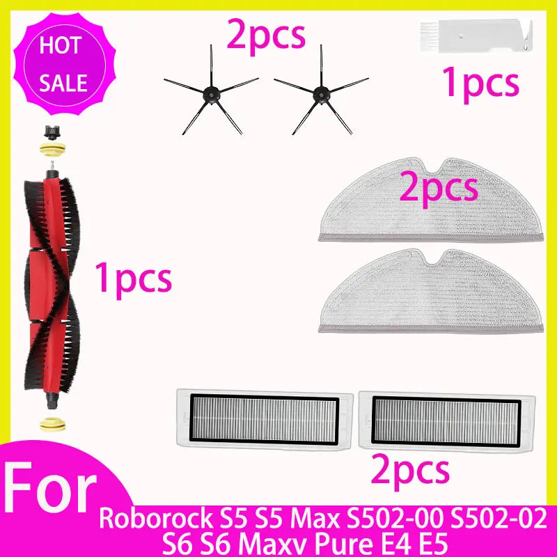 HEPA Filter Mop for Roborock S5 S502-00 S502-02 S5 Max S6 MaxV S6 Pure E4 E5 Robot Vacuum Spare Parts Main Side Brush