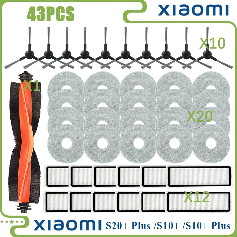For Xiaomi Robot Vacuum S20+ Plus B108GL/ S10+ Plus B105 Parts Main Roller Side Brush Hepa Filter Mop Cloth Accessories