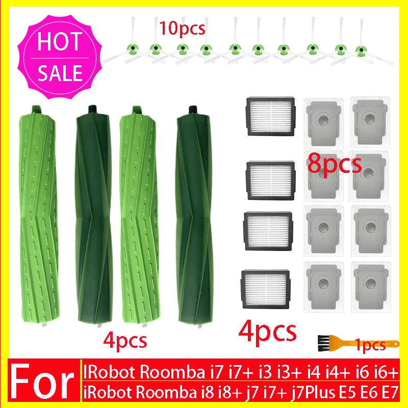 Main Side Brush Hepa Filter Dust Bag For iRobot Roomba i3 i4 i6 i7 i8 j7 E5 E6 E7 Spare Parts Robot Vacuum Cleaner Accessories