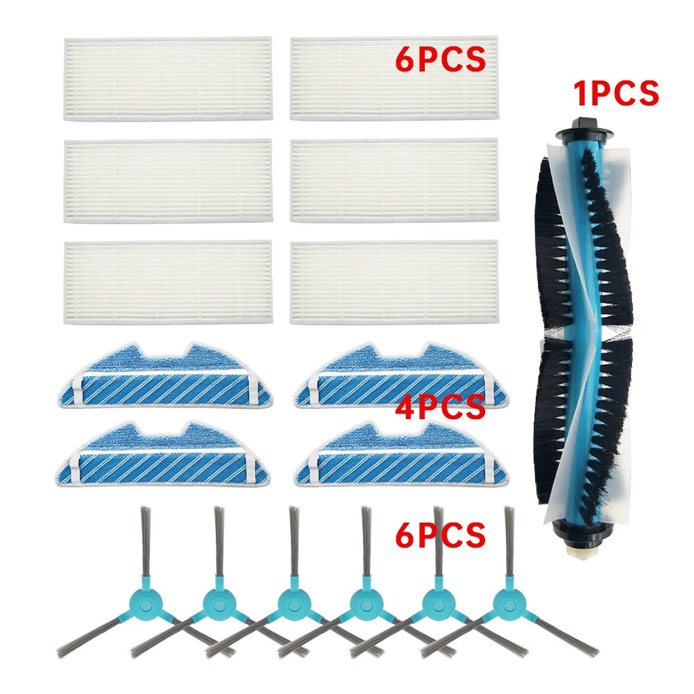Main Roller Side Brush Hepa Air Filter Mop Cloth Replacement Parts for Conga 1290 1390 1590 Robot Vacuum Cleaner Spare