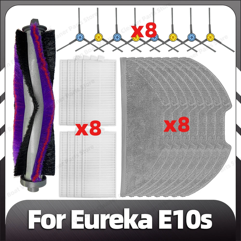 Compatible for Eureka E10s Robot Replacement Main Side Brush HEPA Filter Mop Pads Spare Parts Accessories