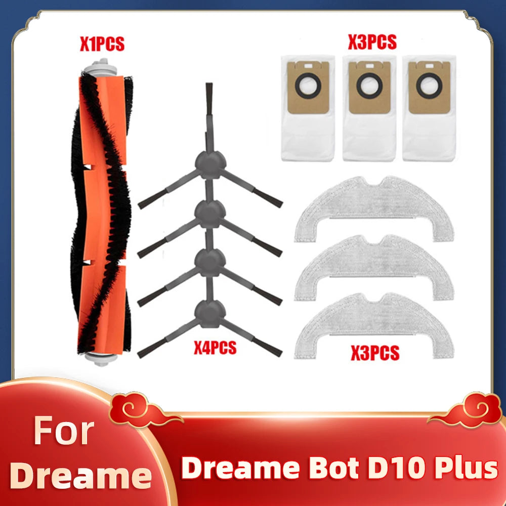 Replacement For Xiaomi Dreame Bot D10 Plus RLS3D Robot Vacuum Cleaner Main Brush Side Brush Hepa Filter Mop Dust Bag Spare Parts