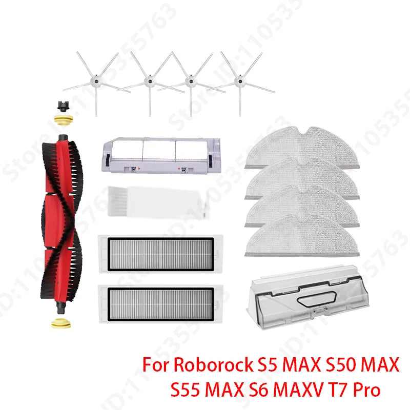 Roborock S5 MAX S50 MAX S55 MAX S6 MAXV HEPA Filter Side/Main Brush Water Tank Tray Mop Dust Box Vacuum Cleaner Accessories