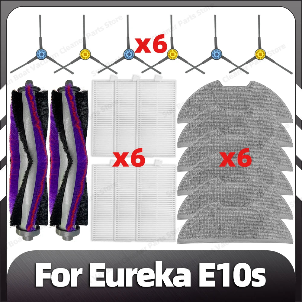 Compatible for Eureka E10s Robot Replacement Main Side Brush HEPA Filter Mop Pads Spare Parts Accessories
