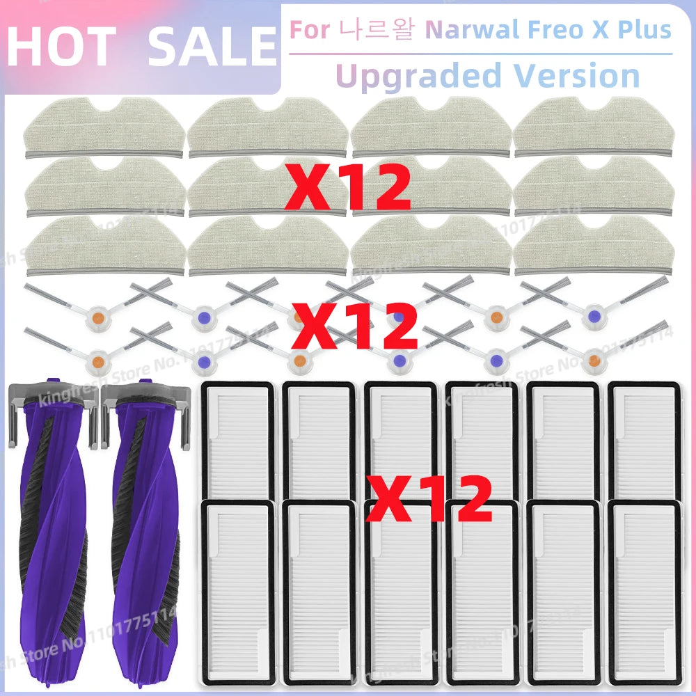 Fit For 나르왈 Narwal Freo X Plus Robot Vacuum Parts Main Roller Side Brush Hepa Filter Mop Pad Dust Bag Replacement Accessories