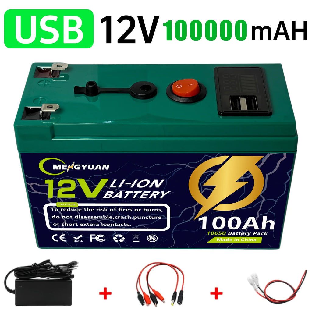 12V 150Ah Lithium-Ion Battery Built-in BMS Deep Cycle for LED Lighting Portable Energy Storage Monitoring Solar Energy