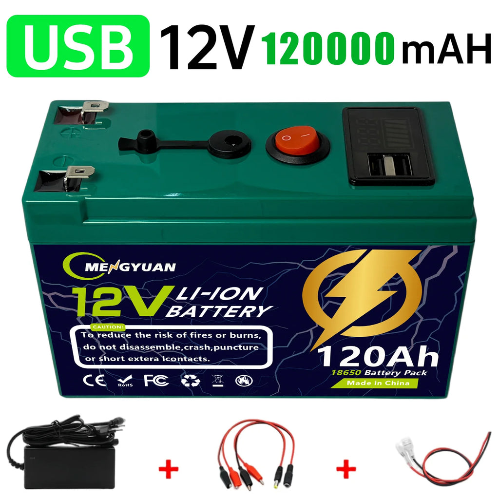 12V 150Ah Lithium-Ion Battery Built-in BMS Deep Cycle for LED Lighting Portable Energy Storage Monitoring Solar Energy