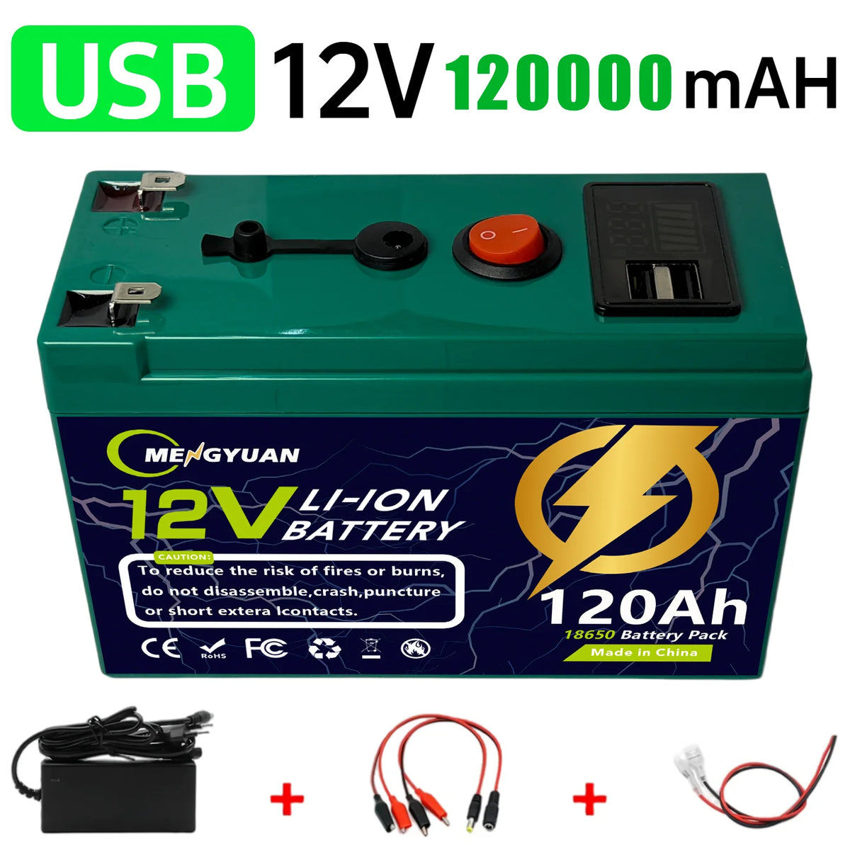 12V 150Ah Lithium-Ion Battery Built-in BMS Deep Cycle for LED Lighting Portable Energy Storage Monitoring Solar Energy