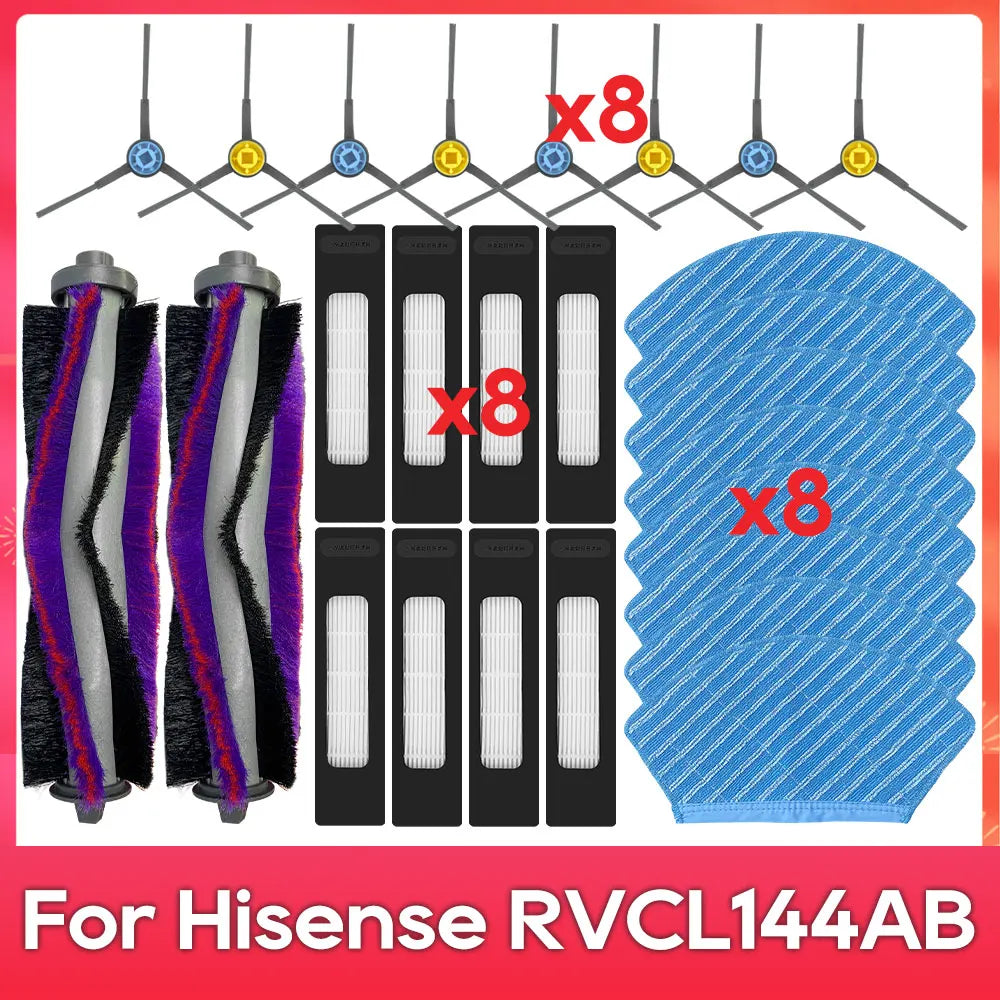 Fit For Hisense RVCL144AB Part Accessories Main Side Brush Filter Mop Robot Vacuum Cleaner Kit