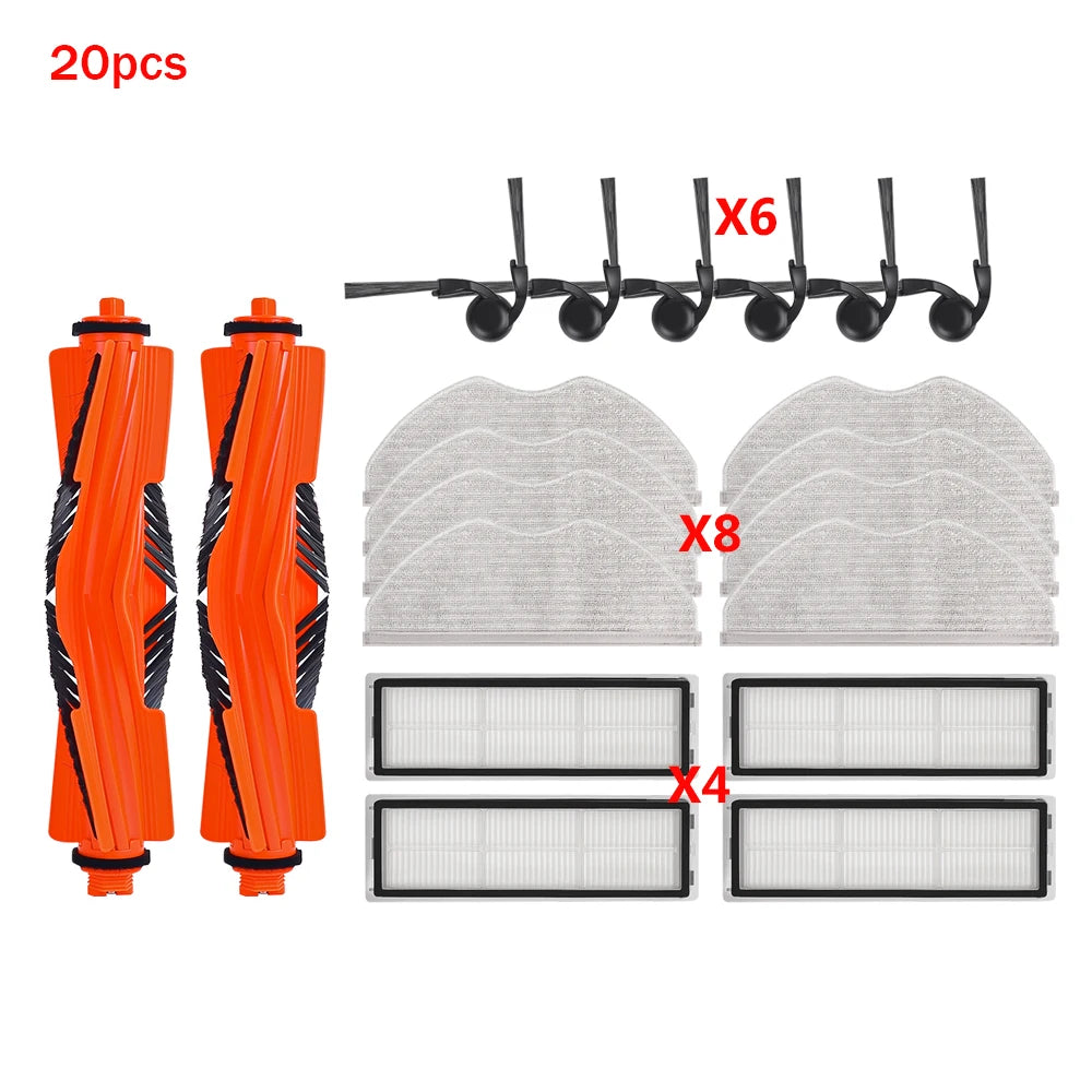 For Xiaomi S40 / OV81 Robotic Vacuum Parts Mopping Pad Mop Cloth HEPA Filter Primary Edge Brush Replacement Consumables Kit