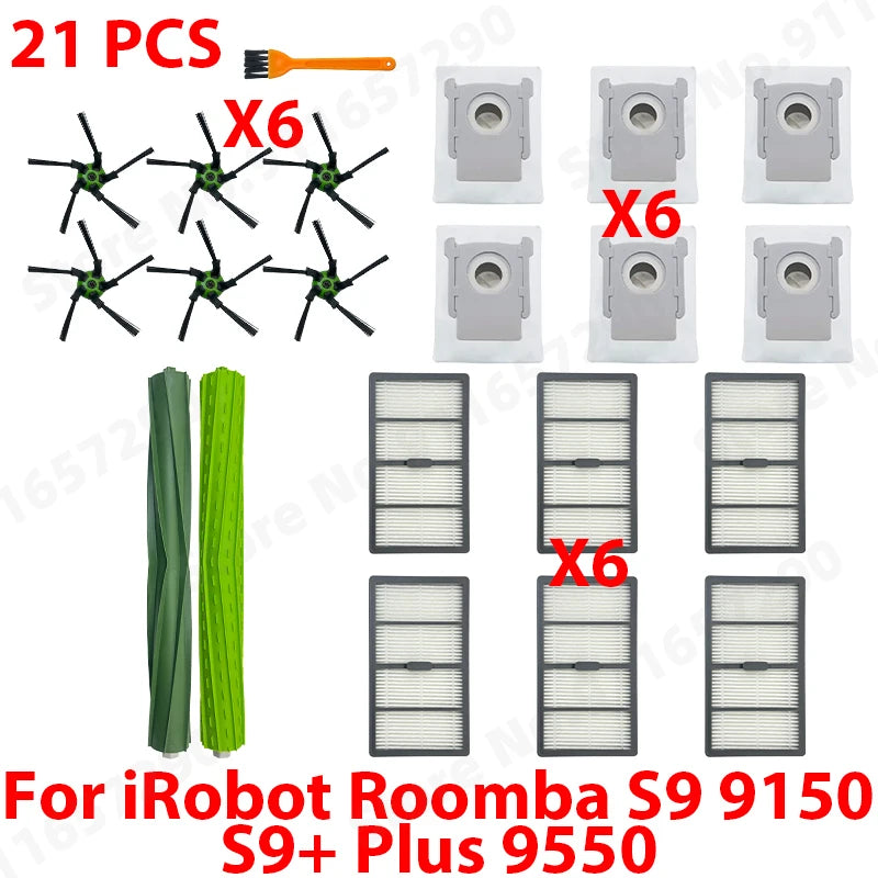 Main Side Brushes HEPA Filters Dust Bag Spare Parts For IRobot Roomba S9 9150 / S9+ Plus 9550 Robot Vacuum Cleaner Accessories