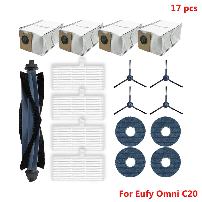 Fit For Eufy Omni C20 Robot Spare Vacuum Cleaner Accessories Main Side Brush Filter Mop Cloth Dust Bag Replacement Spare Parts