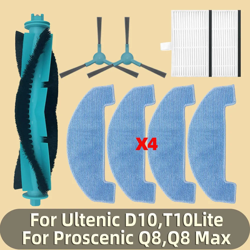 Accessories Fit For ( Ultenic D10 T10Lite Proscenic Q8 Q8 Max ) Vacuum Robot Main Roller Side Brush Mop Pad Filter Hepa Parts