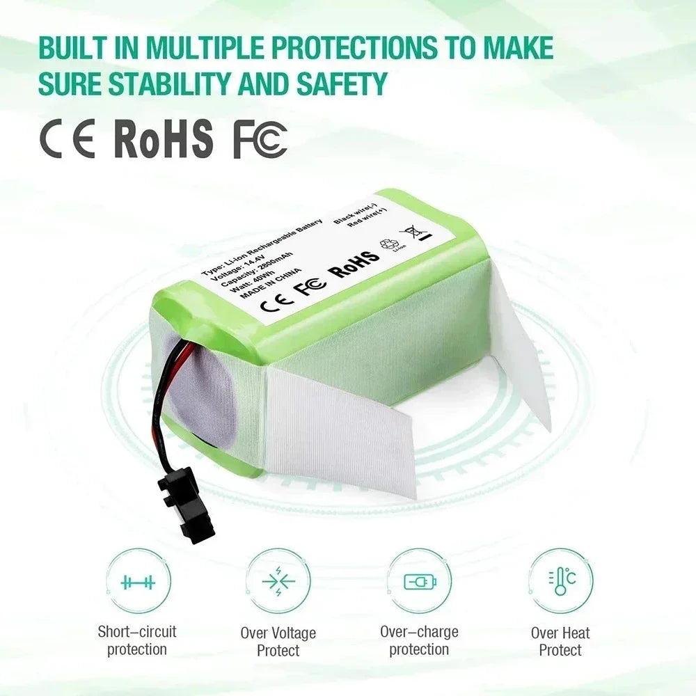 14.4V 2800mAh 4s1p Battery for Eufy RoboVac 15C 15T 25C 30 3