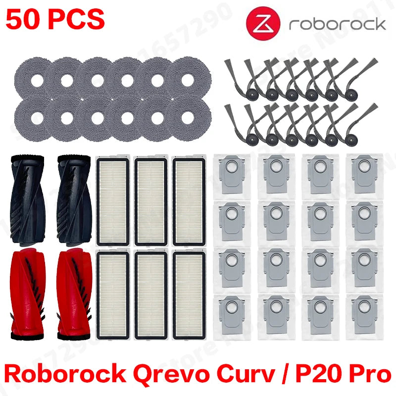 Roborock Qrevo Curv / P20 Pro Robot Vacuum Cleaner Hepa Filter Mop Cloth Dust Bag Accessories Replacement Parts