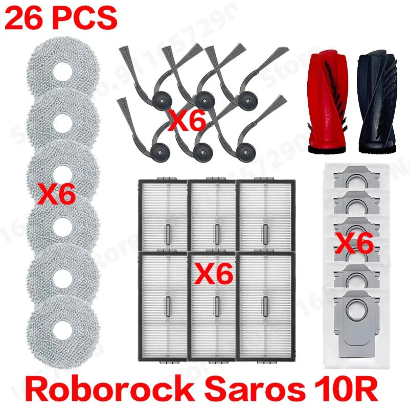 Roborock Saros 10R Spare Parts Main Side Brush HEPA Filter Mop Cloth Dust Bag Accessories Robot Vacuums Kit