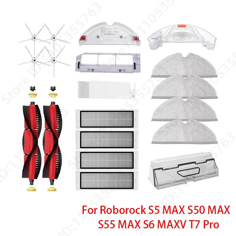 Roborock S5 MAX S50 MAX S55 MAX S6 MAXV HEPA Filter Side/Main Brush Water Tank Tray Mop Dust Box Vacuum Cleaner Accessories