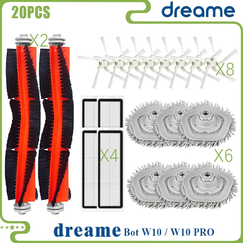 Dreame Bot W10 / W10 PRO Accessories Robot Vacuum Cleaner HEPA Filter Main Side Brush Mop Cloth pad Replacement Parts