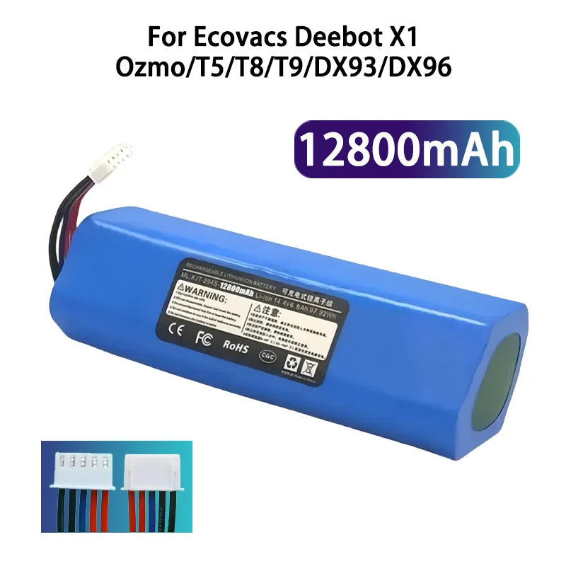14.8V 12800mAh Original Battery for Ecovacs Deebot X1 Ozmo/T5/T8/T9/DX93/DX96 Robotic Vacuum Cleaner Replacement Part